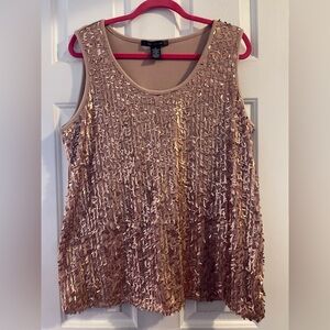 89th & Madison Rose Gold Sequin Tank Top 2XL